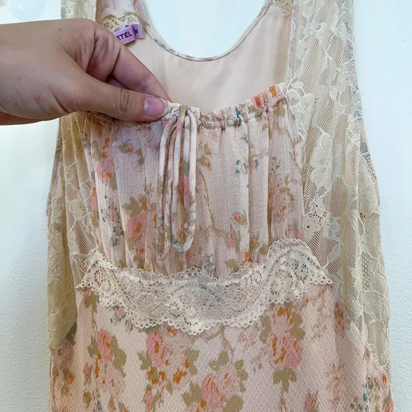 Hansen & Gretel Cream Floral Lace Bohemian Classic Girly Slip Maxi Dress Medium - Picture 6 of 10